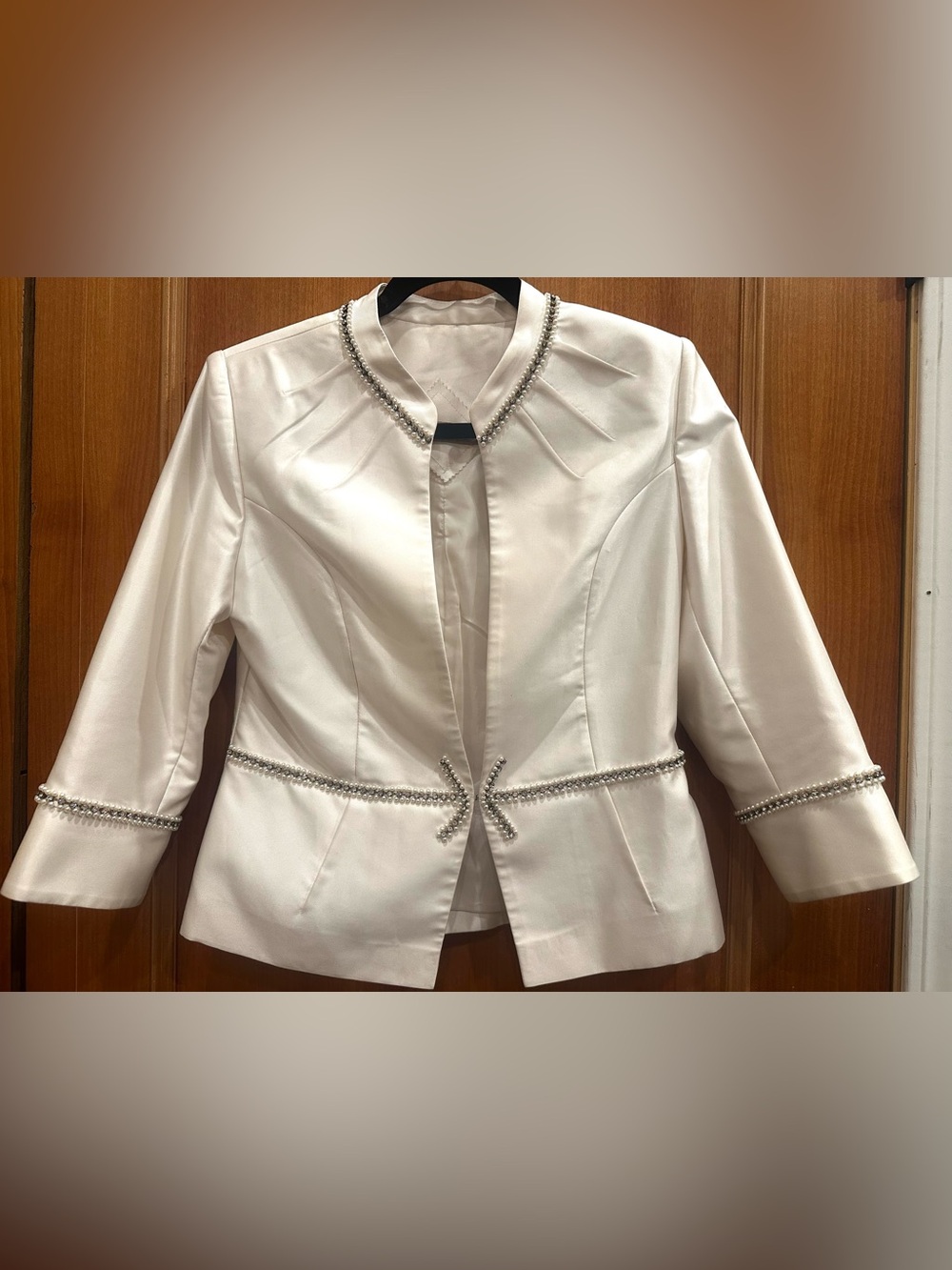 Ivory Beaded Trim Women's Blazer